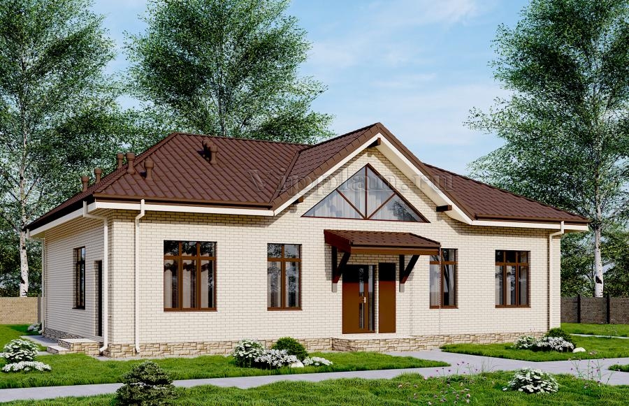 Одноэтажный дом с тремя спальнями и кабинетом